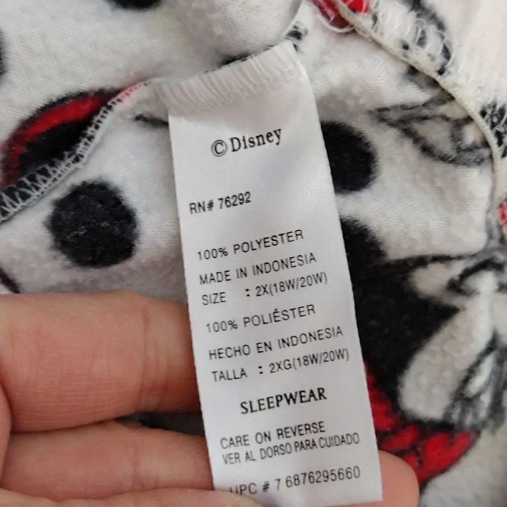 Disney Y2K Minnie Mouse Polka Dots Fleece Long Sleeve PJ Pant‎ Set Plus 2X - Picture 15 of 16
